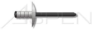 (8000pcs) 1/8X.031-.187 Multigrip Rivets Aluminum Body/Steel Pin Large Flange Pin=Black Phosphate Coated