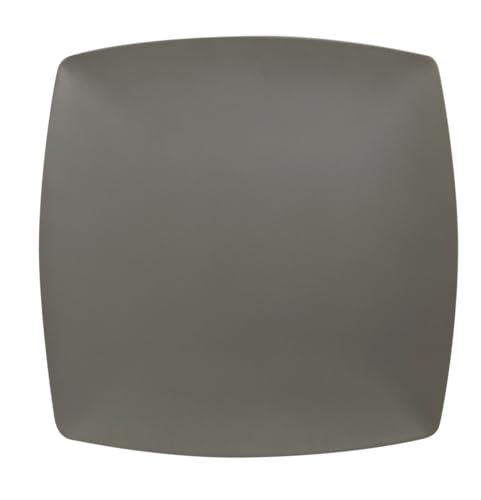 FSE 29009SG Plate, 9' x 9', 1' deep, Square, Break-Resistant, Dishwasher Safe, BPA Free, Melamine, Classic, Stone Grey, NSF, Pack of 12