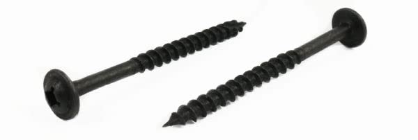 #8 x 1 Deep Thread Wood Screws/Combo (Square/Phillips) / Round Washer Head/Type 17 Pt/Steel/Black Oxide / 4000 Pc. Carton