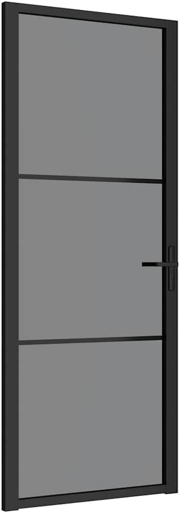 vidaXL Interior Door, 32.7' x 79.3' Size, Black ESG Glass with Stable Aluminum Frame, Modern Design, Suitable for Home and Office