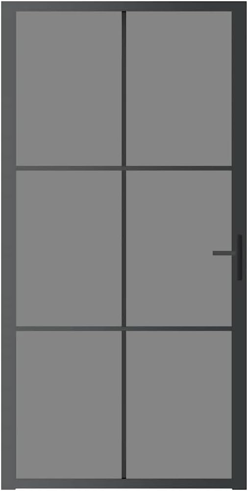 vidaXL Interior Door, Aluminum Frame Glass Door, Inner Door with Alloy Handle for Bathroom Bedroom, 40.4'x79.3' Black ESG Glass and Aluminum