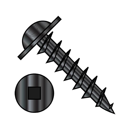 #10 x 1 Deep Thread Wood Screws/Square/Round Washer Head/Steel/Black Oxide / 4000 Pc. Carton