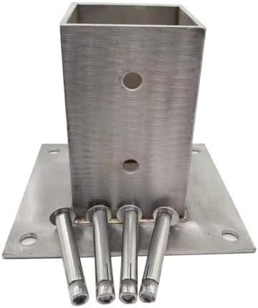 Heavy-Duty Cement Post Base Kit for 2x2 to 8x8 Inch Fence & Gate Posts, Square Column Support Brackets with Screws & Fittings, Durable Anchor Holder for Stability