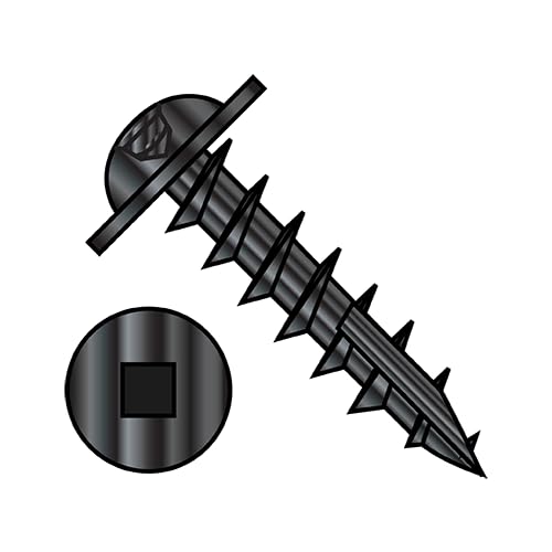 #10 x 1 Deep Thread Wood Screws/Square/Round Washer Head/Type 17 Pt/Steel/Black Oxide / 4000 Pc. Carton