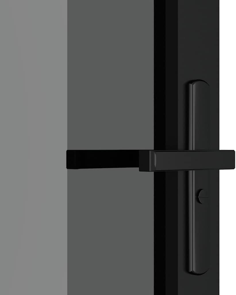 vidaXL Interior Door, Aluminum Frame Glass Door, Inner Door with Alloy Handle for Bathroom Bedroom, 40.4'x79.3' Black ESG Glass and Aluminum