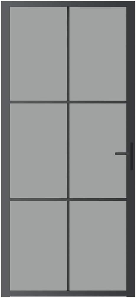 vidaXL Interior Door, Aluminum Frame Glass Door, Inner Door with Alloy Handle for Bathroom Bedroom, 36.6'x79.3' Black ESG Glass and Aluminum