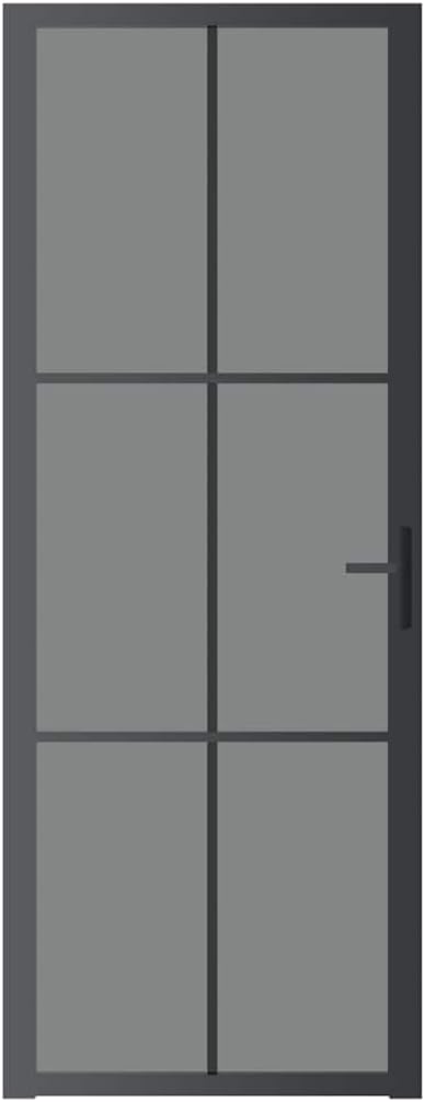vidaXL Interior Door, Aluminum Frame Glass Door, Inner Door with Alloy Handle for Bathroom Bedroom, 29.9'x79.3' Black ESG Glass and Aluminum