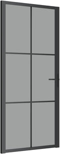 vidaXL Interior Door, Aluminum Frame Glass Door, Inner Door with Alloy Handle for Bathroom Bedroom, 36.6'x79.3' Black ESG Glass and Aluminum
