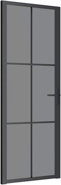 vidaXL Interior Door, Aluminum Frame Glass Door, Inner Door with Alloy Handle for Bathroom Bedroom, 29.9'x79.3' Black ESG Glass and Aluminum