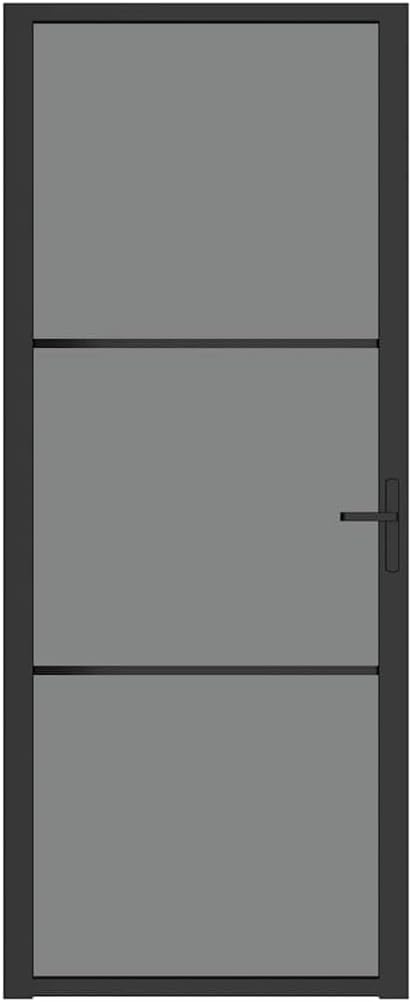 vidaXL Interior Door, 32.7' x 79.3' Size, Black ESG Glass with Stable Aluminum Frame, Modern Design, Suitable for Home and Office