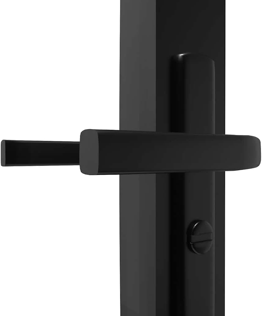 vidaXL Tempered ESG Glass and Aluminum Interior Door, Transparent Black, 32.7'x79.3', Modern Design, Enhances Natural Light, Easy Installation