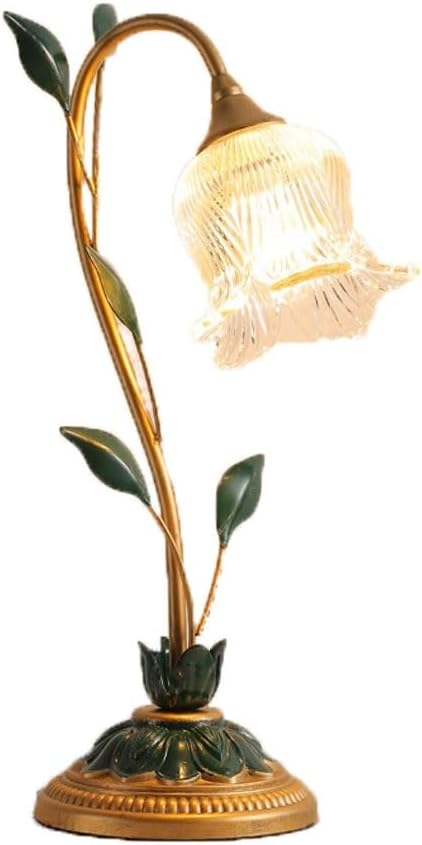 Crystal Table lamp Decorative Desk Lamp Bedroom Warm Bedside Artistic Rose Flower Gift Table Lamps(Small)