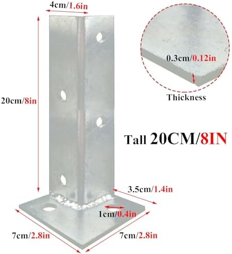 Concrete Post Anchor 2x2 Inch Post Base, Adjustable Pergola Patio Deck Galvanized Adjustable Standoff/Balcony Mailbox Lumber Base Bracket for In-ground Post Support with Screw(5 pcs,40x40x2