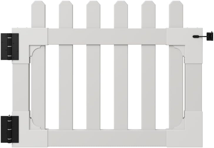 33.5in H x 42in W (1 Gate) No Dig WamBam Newport Gate Kit, White Vinyl Picket Fence Entry Kit for Newport Panels, Access Door for Backyard, Patio, Outdoor, or Garden Barrier, ZP19004