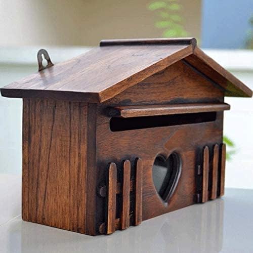 Wooden Mailbox Post Box Rainproof Suggestion Box Creative Letter Box Lockable Wall Mounted Mailboxfor Home Garden