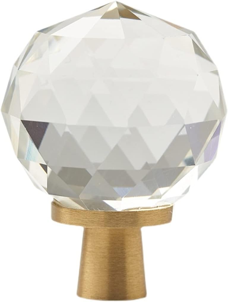 VIDI 2pcs Light Crystal Ball + Brass Knobs Cabinet Door Handle Dresser Drawer Pulls Hardware Glass