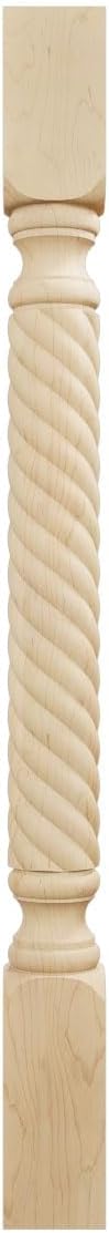 Ekena Millwork COL03X03X35HAMA Hamilton Rope Cabinet Column (Top Block: 6 1/8', Bottom Block: 7 1/8'), 3 3/4'W x 3 3/4'D x 35 1/2'H, Maple