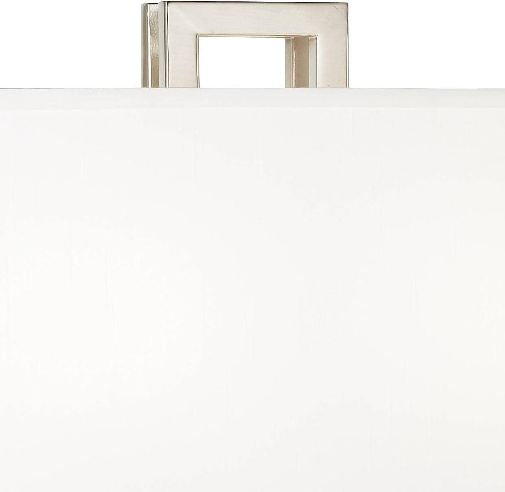 Possini Euro Design Gossard Modern Table Lamp 30' Tall Brushed Nickel Silver Open Metal White Fabric Rectangular Box Shade for Bedroom Living Room House Home Bedside Nightstand Office Family