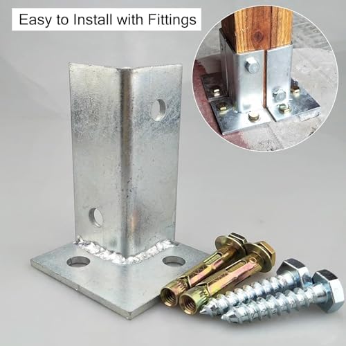 Concrete Post Anchor 2x2 Inch Post Base, Adjustable Pergola Patio Deck Galvanized Adjustable Standoff/Balcony Mailbox Lumber Base Bracket for In-ground Post Support with Screw(6pcs,40x40x20