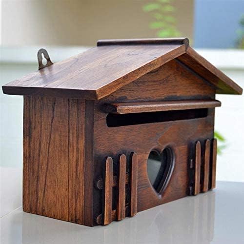 Wooden Mailbox Post Box Rainproof Suggestion Box Creative Letter Box for Home Company