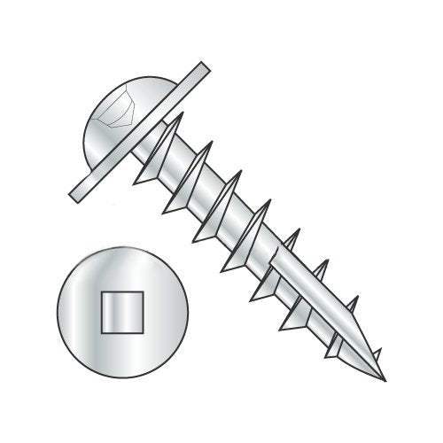 #10 x 1 Deep Thread Wood Screws/Square/Round Washer Head/Type 17 Pt/Steel/Zinc/Type 17 Point/Full Thread (Carton: 4,000 pcs)