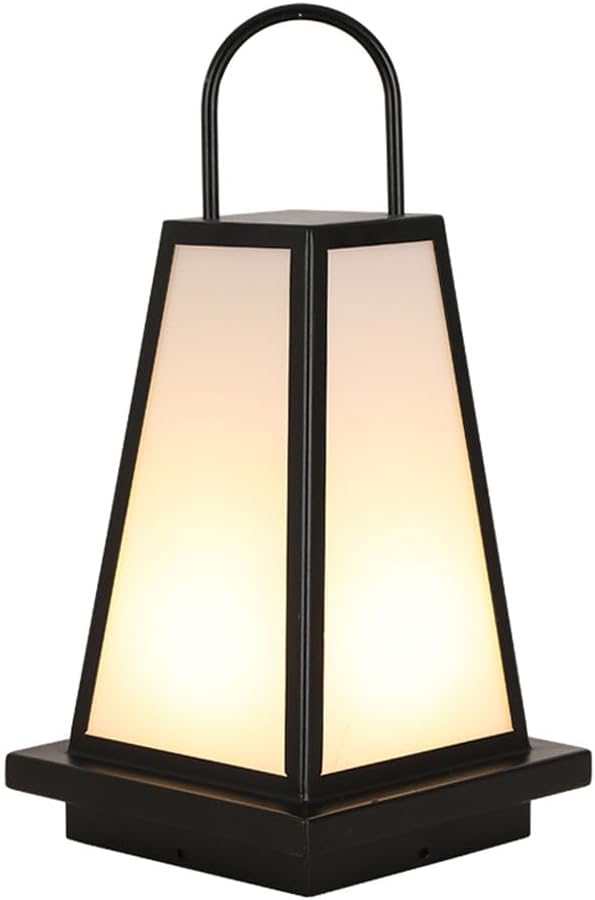 Outdoor Fence Powered Lights Garden Decoration Solar Lantern Post with Pier Mount Base Outside Decorative Floor Lamp Fits 4X4, 5X5 6X6 Wooden Posts, Black/11.8In