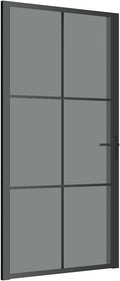 vidaXL Interior Door, Aluminum Frame Glass Door, Inner Door with Alloy Handle for Bathroom Bedroom, 40.4'x79.3' Black ESG Glass and Aluminum