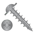 #8 x 1 Deep Thread Wood Screws/Combo/Round Washer Head/Type 17 Pt/Steel/Black Oxide/Square & Phillips Combo Drive/Type 17 Pt/Full Thread (Carton: 4,000 pcs)