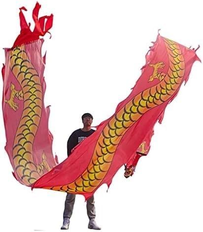 Dancing Dragon Ribbon Streamer, Dragon Silk Ribbon, Swing Fitness Dancing Dragon Ribbon Streamer, Dragon Head Silk Ribbon, Swing Ribbon Chinese Dancing Dragon Ribbon Streamer Outdoor Park(Red,Ft12m/39