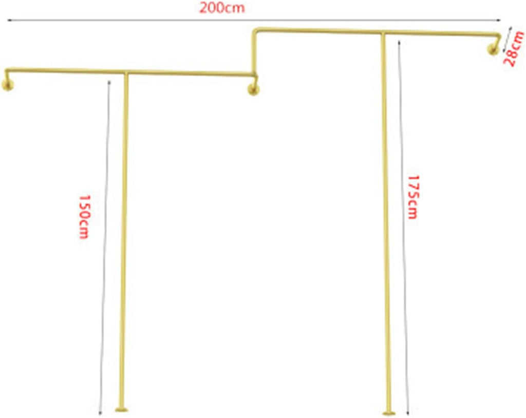 Clothing Store Creative Display Stands Clothes Rail, Entrance Porch Organization Hanging Garment Rack, Wall Mounted Storage Clothes Shoe Bag Pipe Shelf, BOU(Dold-Length 200CM