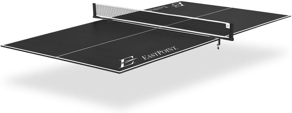 EastPoint Foldable Table Tennis Conversion Top - 9 ft x 5 ft, Blue - Zero-Assembly Ping Pong Table Topper - Tournament-Grade Bounce on Tennis Surfaces - Complete Net & Posts for Ping Pong Play