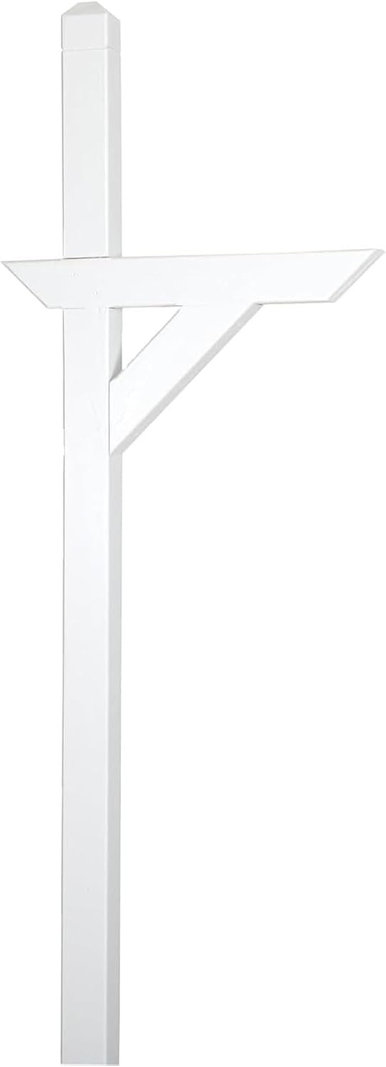 Peaceful Classics Wooden or Vinyl Mailbox Post – Weather-Resistant Outdoor Mailbox Stand with Shelf – Made in Lancaster, PA – Easy Assembly with Hardware Included (Wood, White)