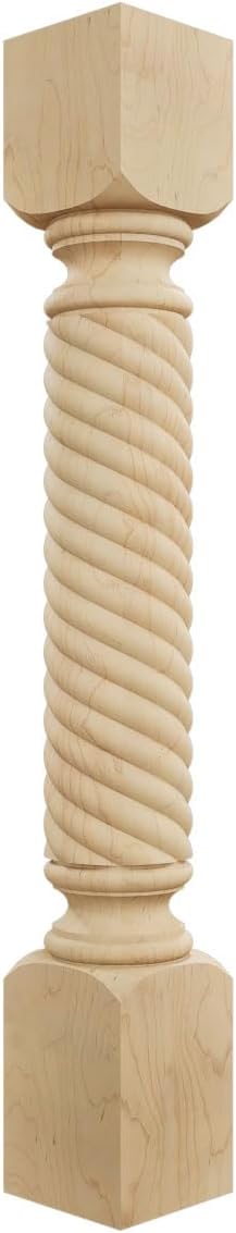 Ekena Millwork COL05X05X35HAMA Hamilton Rope Cabinet Column (Top Block: 6', Bottom Block: 7'), 5'W x 5'D x 35 1/2'H, Maple