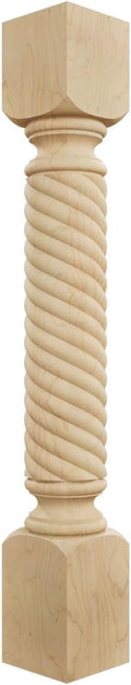 Ekena Millwork COL05X05X35HAMA Hamilton Rope Cabinet Column (Top Block: 6', Bottom Block: 7'), 5'W x 5'D x 35 1/2'H, Maple