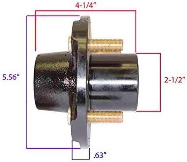 Pre-Greased Pair of 4-Bolt on 4 Inch Hub Assembly (AKSQ-200044-PG) Includes (2) Square Shaft 1 Inch Straight Spindles & Bearings