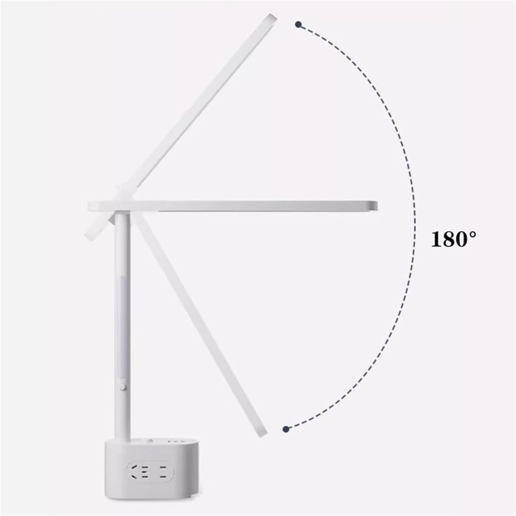 LED Desk Lamp LED Desk Lamps for Home Office - 2 USB Charging Port and AC Power Outlets, Button Switch Dimmable 3 Color Modes, Night Light and Phone Holder Desk Lamp