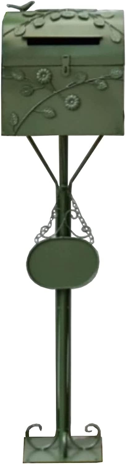 Suggestion Box Comment Collection Box Modern Outside Mailbox with Post, Rust-Proof Metal Letter Box for Garden & Courtyard Decor, Retro Classic Postbox, Outdoor Stand Mailboxes(Dark Green)