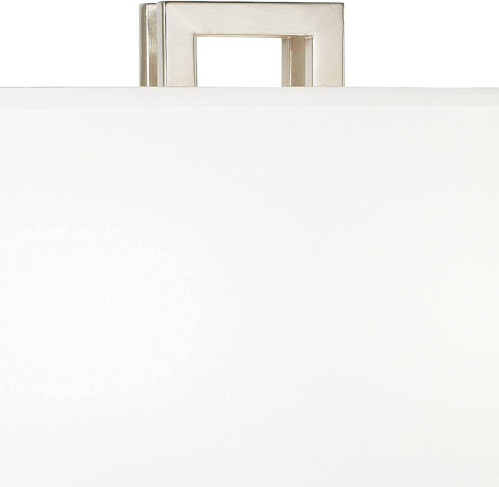Possini Euro Design Gossard 30' Tall Rectangle Large Modern End Table Lamps Set of 2 Pull Chain Silver Brushed Nickel Finish Metal White Shade Living Room Bedroom Bedside Nightstand House Office