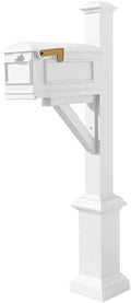 WPD-SB1-S7-LMC-WHT Westhaven Cast Aluminum Post Mount Mailbox System with Lewiston Mailbox, Square Base and Pyramid Finial, Ships in 2 Boxes, White