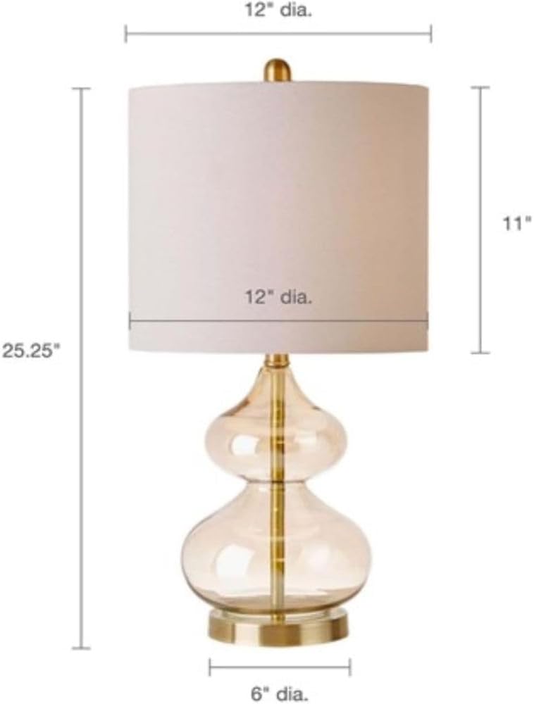 25-inch Set of 2 Modern Glass Table Lamps Portable Curved Design for Bedroom Living Room Office Nightstand Desk Dorm Gold Finish Ambient Lighting Home Decor Stylish and Functional