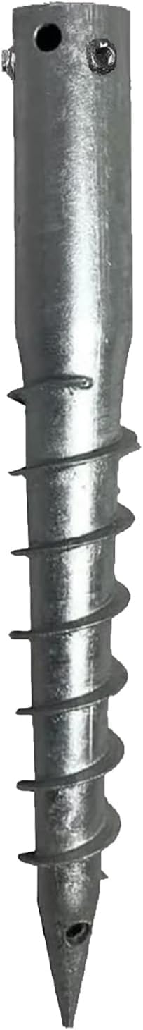 Ashman Ground Screw Round Posts (4 Pack), Outdoor No Dig Ground Screw Anchor with helical Spiral, 21' Inch Long - Fits Round Post & Flag Pole Base Ground Mount Screw in Post Stake, Mailbox Posts.