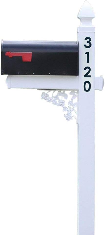 4Ever Products The Darlington Vinyl/PVC Mailbox Post (Includes Mailbox)(Black Numbers on Post)