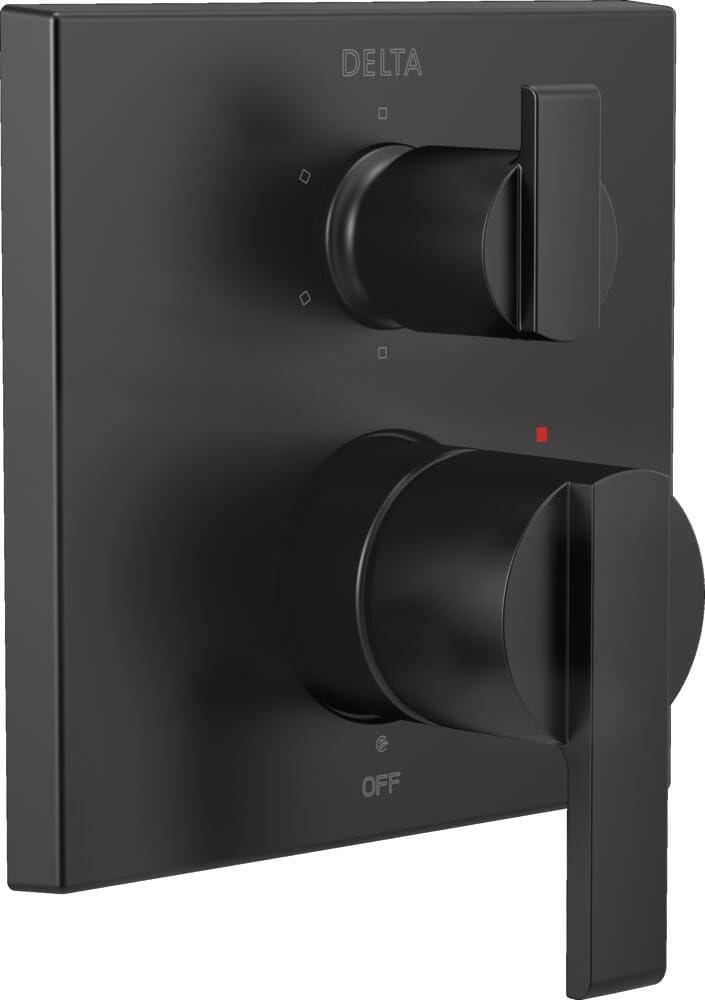 DELTA FAUCET T24967-BL Angular Modern Monitor 14 Series Valve 6-Setting Integrated Shower Trim with Diverter, Matte Black, (Valve Not Included)