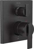 DELTA FAUCET T24967-BL Angular Modern Monitor 14 Series Valve 6-Setting Integrated Shower Trim with Diverter, Matte Black, (Valve Not Included)