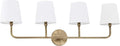 Capital Lighting 119341AD-674 Dawson Decorative White Fabric Stay-Straight Shade Bath Vanity Wall Mount, 4-Light 240 Total Watts, 12' H x 35' W, Aged Brass