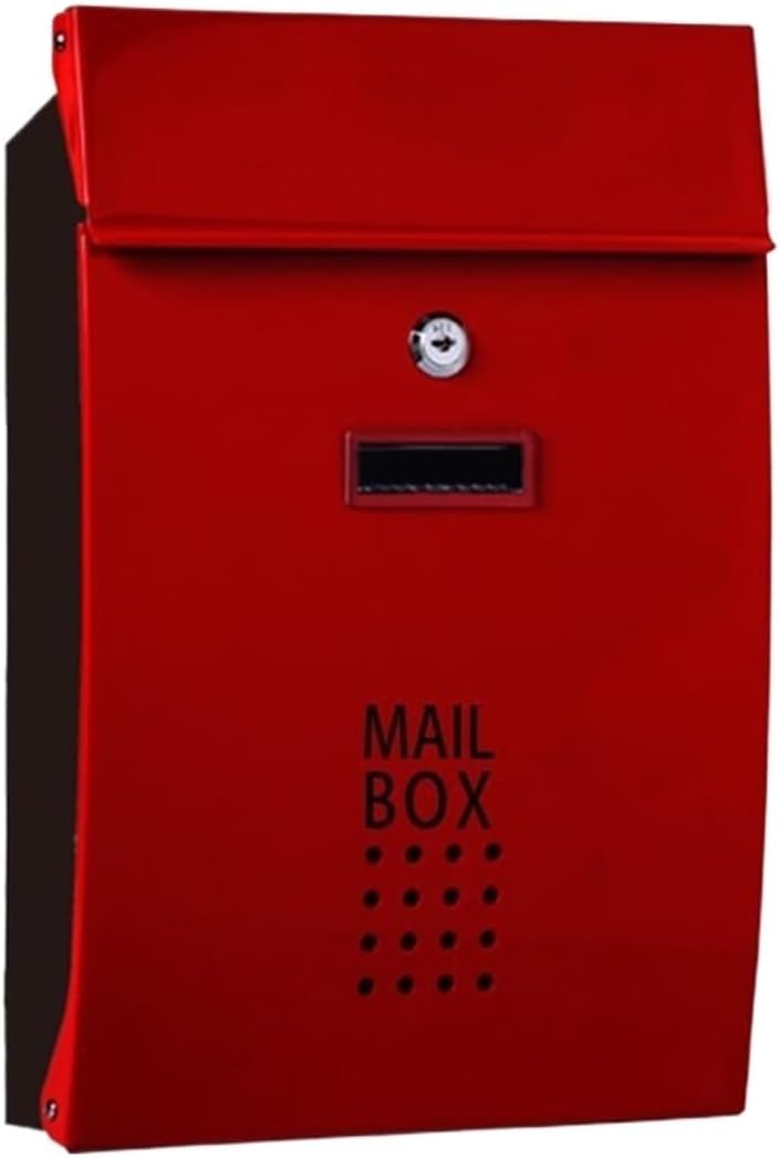 Mailboxes for Outside Wall-Mounted Mailbox with Lock Postbox Drop Box Post Box for Home School Decoration Mail Box(Red)