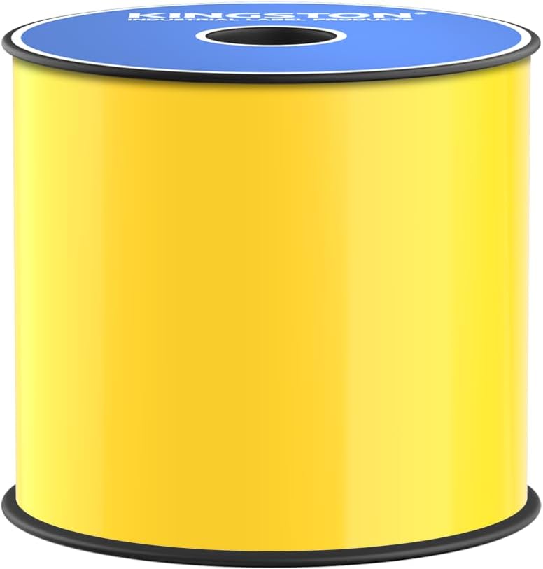 Kingston Premium Vinyl Label Tape, Yellow, 4' x 150', Compatible with LabelTac Printers, DuraLabel, VnM SignMaker, SafetyPro, Viscom and Other Printers