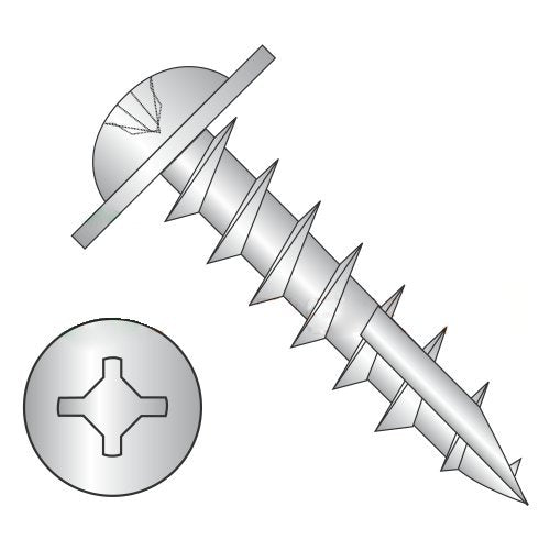 #8 x 1 Deep Thread Wood Screws/Combo (Square/Phillips) / Round Washer Head/Type 17 Pt/Steel/Zinc/Square & Phillips Combo Drive/Type 17 Pt/Full Thread (Carton: 4,000 pcs)