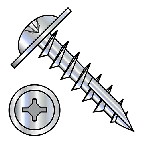 #8 x 1' Deep Thread Wood Screws/Combo (Square/Phillips) / Round Washer Head (#10) / Steel/Zinc/Type 17 Pt / 7000 Pc. Carton