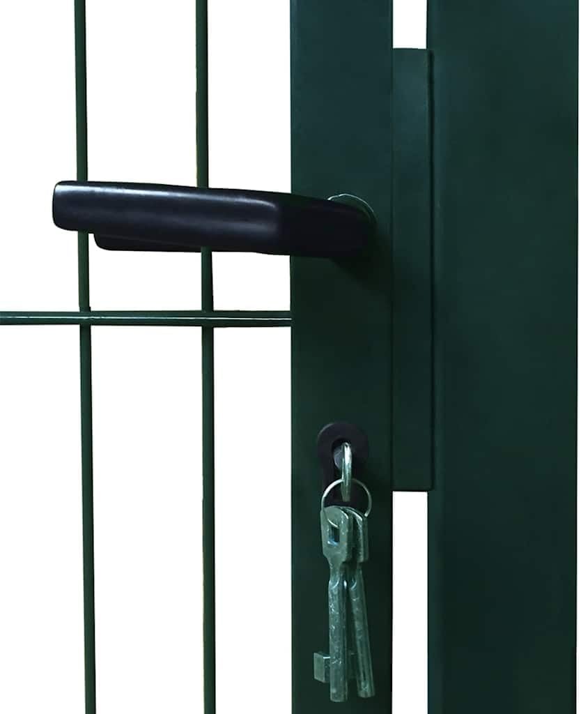 Green 2D Steel Fence Gate 41.7x74.8 Garden Security Entry for Patio, Driveway, Yard, Outdoor Use